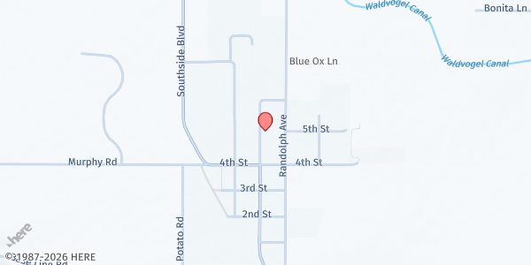 Map showing Melba Church of Christ at 420 Carrie Rex Ave, Melba, ID