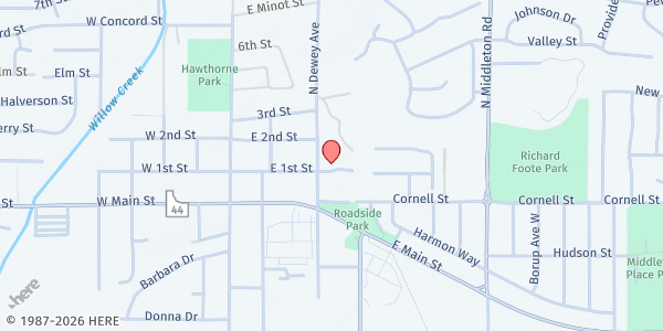 Map showing Middleton Food Bank at 307 E 1st St, Middleton, ID