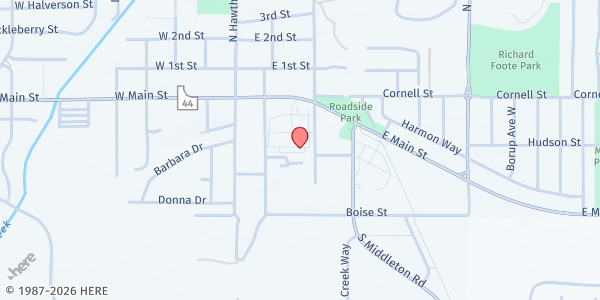 Map showing Middleton Food Pantry - Food Distribution Center at 103 E Main St, Middleton, ID