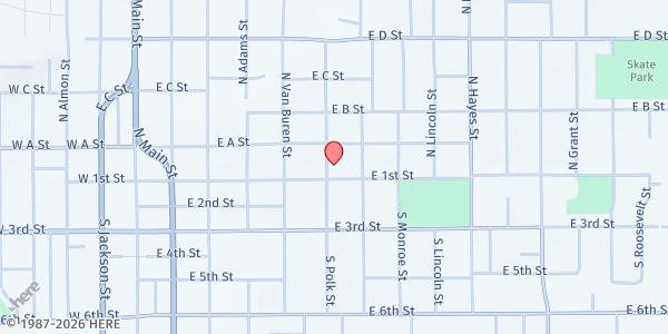 Map showing Moscow Food Bank at 110 N Polk St, Moscow, ID