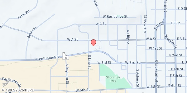 Map showing West Side Food Pantry at 730 W Pullman Rd Suite, Moscow, ID