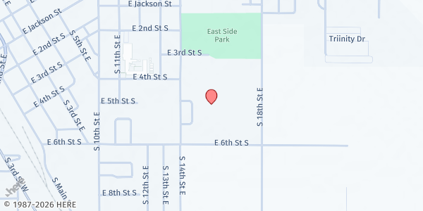 Map showing Mountain Home Jr High School at 1600 E 6th Street, Mountain Home, ID