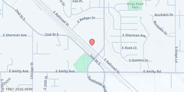 Map showing St. Vincent de Paul Food Pantry - Nampa at 2920 E Railroad St, Nampa, ID