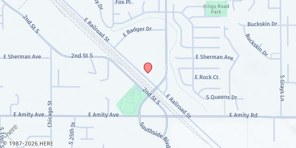 Map showing St. Vincent de Paul - Our Lady of Guadalupe at 2920 E Railroad St, Nampa, ID