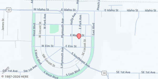 Map showing Good Neighbor Service Center at 117 E Park Ave, New Plymouth, ID