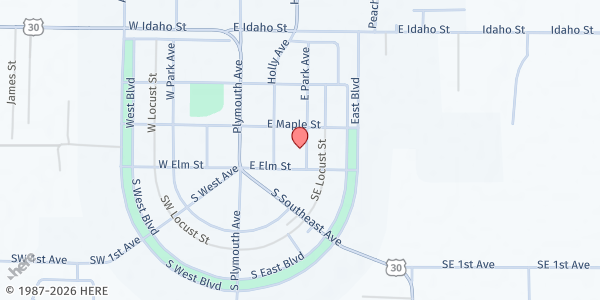 Map showing Good Neighbor Service Center - Food Distribution Center at 117 E Park Ave, New Plymouth, ID