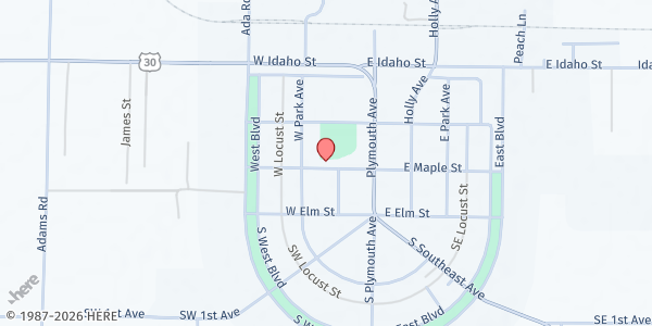 Map showing Pilgrims for Christ Fellowship at 212 Maple St, New Plymouth, ID