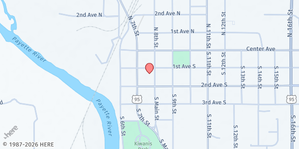 Map showing Bible Baptist Church at 118 S Main Street, Payette, ID