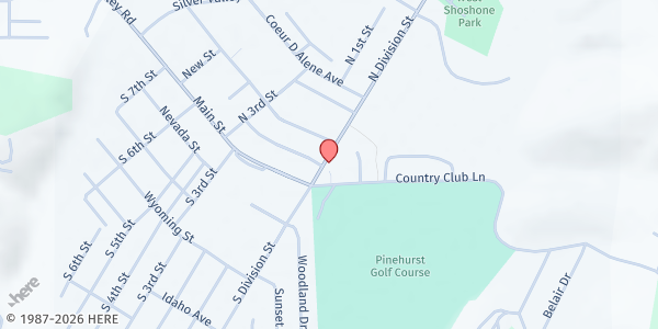 Map showing Real Life Ministries Silver Valley Inc at 109 N Division, Pinehurst, ID