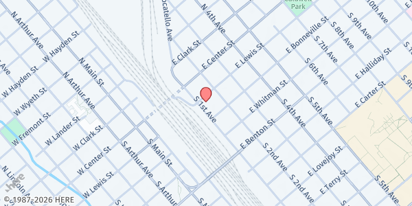 Map showing Aid For Friends at 209 E. Lewis St., Pocatello, ID