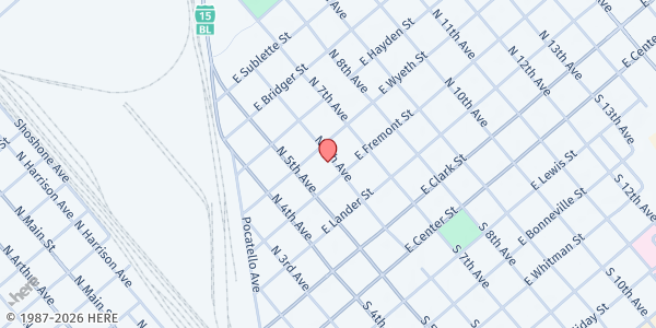 Map showing Senior Activity Center at 427 N. 6th Ave, Pocatello, ID