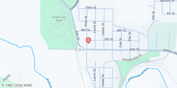 Map showing Potlatch Senior Center at 645 Pine St., Potlatch, ID
