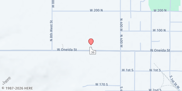 Map showing Idaho Food Pantry - Preston at 580 West Oneida St, Preston, ID