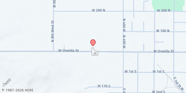 Map showing Preston Community Food Pantry at 580 West Oneida St, Preston, ID