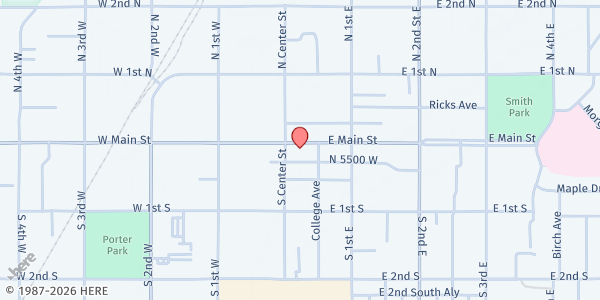 Map showing Family Crisis Center at 16 E Main St, Rexburg, ID