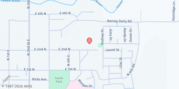 Map showing Madison High School at Madison High School, Rexburg, ID