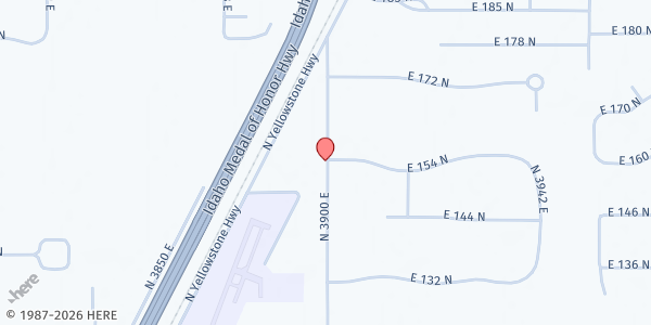 Map showing The Giving Cupboard at 153 N 3900 E, Rigby, ID