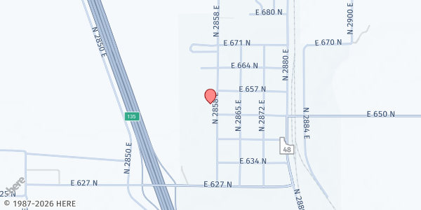 Map showing Jefferson County Mobile Pantry - Roberts at 653 N 2858 E, Roberts, ID