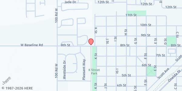 Map showing Minidoka County Mobile Pantry - Rupert at 1100 8th Street, Rupert, ID