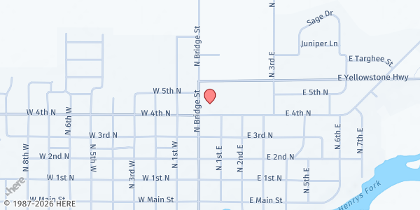 Map showing South Fremont Senior Citizens Inc at 420 N Bridge St, Ste D, St. Anthony, ID