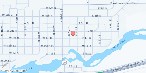 Map showing The Church of Jesus Christ of Latter-day Saints - St Anthony at 145 E 1st N, St Anthony, ID