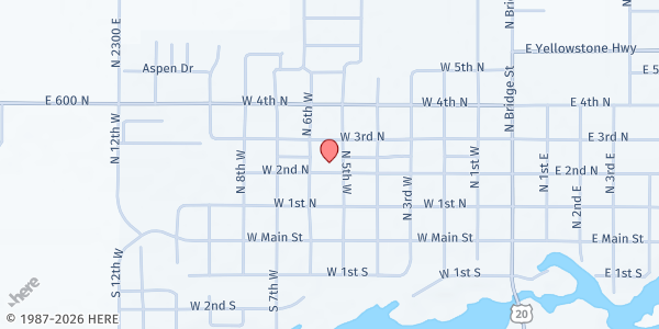 Map showing The Church of Jesus Christ of Latter-day Saints - St Anthony at 507 W 2nd N, St Anthony, ID