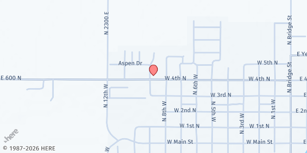 Map showing Upper Valley Bible Church Food Pantry at 825 W 4th N, St. Anthony, ID