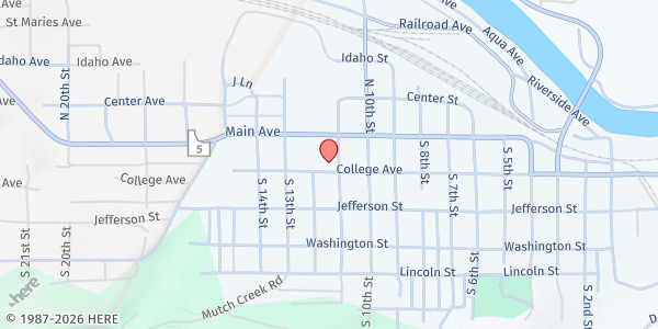 Map showing Community Presbyterian Church at 1100 College Ave, St Maries, ID