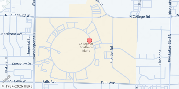 Map showing College of Southern Idaho - Gilbert's Pantry at 315 Falls Ave, Twin Falls, ID