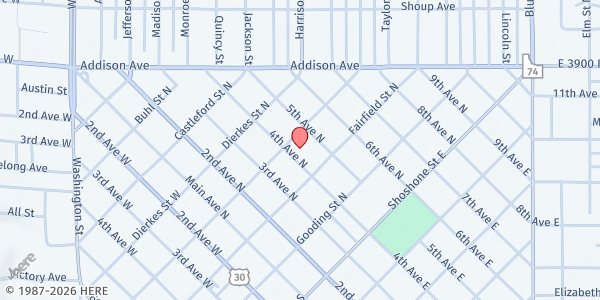 Map showing The Salvation Army - Twin Falls at 348 4th Ave N, Twin Falls, ID