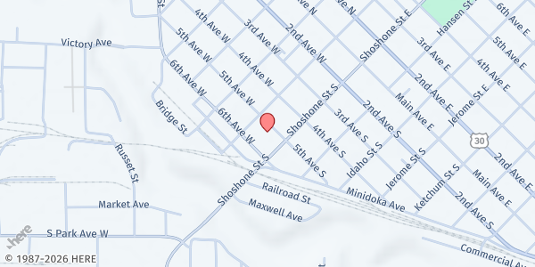 Map showing Twin Falls Senior Citizens Fed Inc at 530 Shoshone Street W, Twin Falls, ID