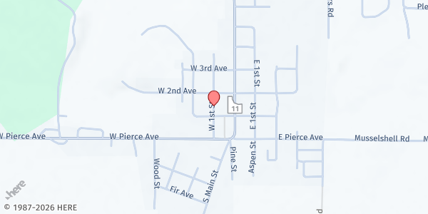 Map showing Weippe Hilltop Senior Center at 115 W 1st St, Weippe, ID