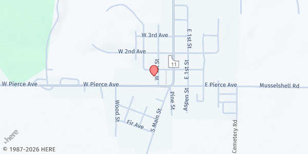 Map showing Weippe Hilltop Senior Center at 115 W 1st St, Weippe, ID
