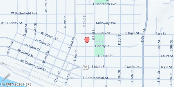 Map showing St. Agnes Catholic Church at 214 E Liberty St, Weiser, ID