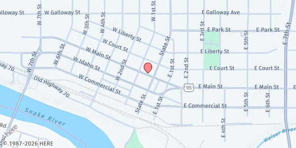 Map showing WICAP Weiser at 32 W Main Street, Weiser, ID