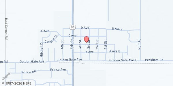 Map showing Calvary Holiness Church at 310 B Ave, Wilder, ID