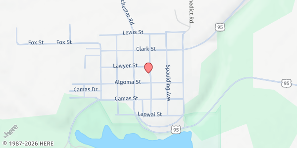 Map showing Sr. Citizens Dollar A Month Nutrition - Food Distribution Center at 413 Nezperce Ave, Winchester, ID