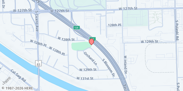 Map showing Lighthouse Church of All Nations at 4501 W 127th St, Alsip, IL