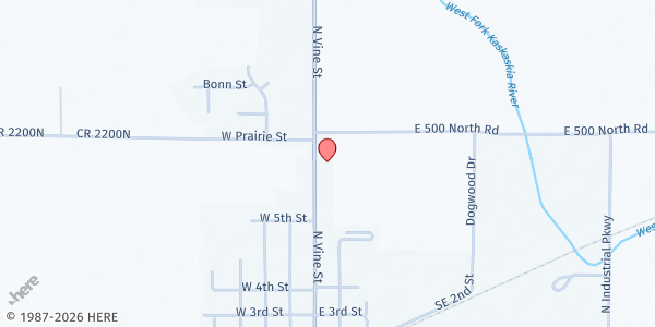 Map showing Arthur Southern Baptist Pantry at 530 North Vine, Arthur, IL