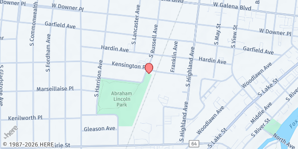 Map showing Holy Angels Pantry at 204 S. Russell Ave, Aurora, IL