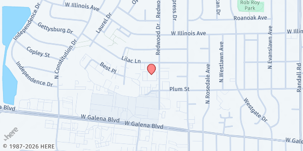 Map showing Salvation Army Aurora at 550 Redwood Drive, Aurora, IL