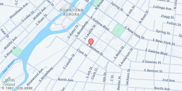 Map showing Sandwich Board at 218 E. Benton Street, Aurora, IL