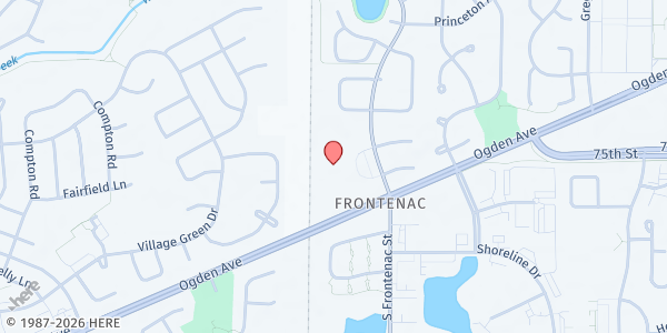 Map showing Village Baptist Church at 515 S. Frontenac Street, Aurora, IL