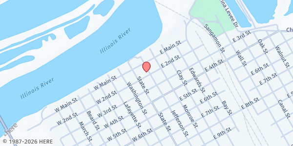 Map showing Beardstown Food Pantry at 121 E. 2nd St., Beardstown, IL