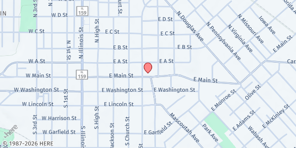 Map showing Law And Grace Ministries at 413 E. Main St., Belleville, IL