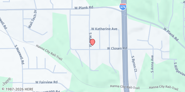 Map showing White Rose Fellowship Food Pantry at 414 S Main Street, Bellevue, IL