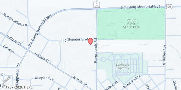 Map showing Empower Boone Mobile Market at 8200 Fairgrounds Rd, Belvidere, IL