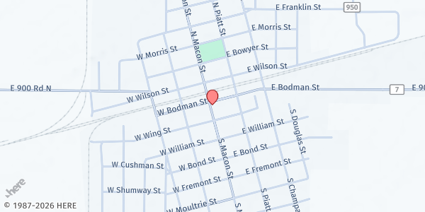 Map showing Bement Foodmobile - Veterans Park at Veterans Park, Bement, IL
