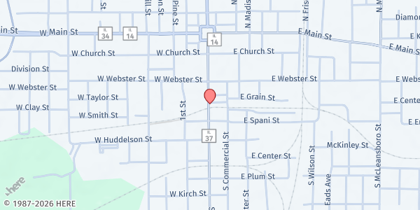 Map showing Benton/West City Ministerial Alliance - Main Location at 320 S Main St, Benton, IL