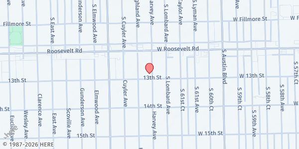 Map showing Ebenezer Christian Reformed Church at 1248 South Harvey Ave, Berwyn, IL